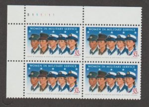 U.S. Scott #3174 Women in Military Service Stamp - Mint NH Plate Block