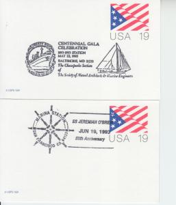 1993  Pair of Naval Oriented Pictorial cancelled Postcards (2) Events