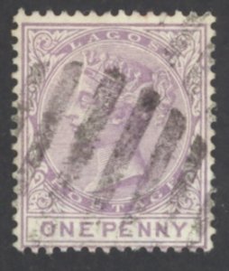 Lagos Sc# 7 perf 14 Used (a) 1876 1p Queen Victoria