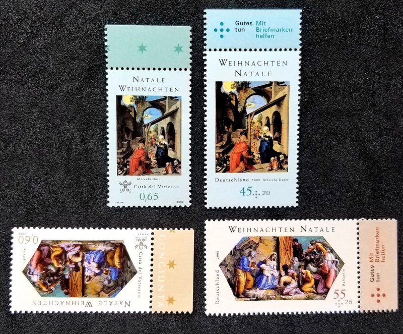 *FREE SHIP Vatican Germany Joint Issue Christmas 2008 (stamp pair margin) MNH