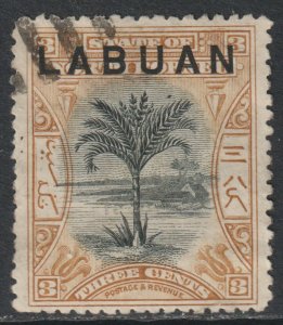 Labuan North Borneo Scott 75 - SG91, 1897 Sago Palm 3c used cto