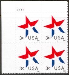 US sc#3614 2002 Star plate block MNH