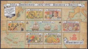 MONTSERRAT Sc # 789a-g MNH SHEETLET of 8 COLUMBUS, 500th ANN DISCOVER of AMERICA