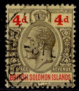 BRITISH SOLOMON ISLANDS GV SG45, 4d black & red/yellow, FINE USED. Cat £35.