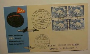 GREENLAND #7 BLOCK CAT 1050K (=$125.00) KOBENHAVN 15 NOV 1954 GRONLANDS 16-11