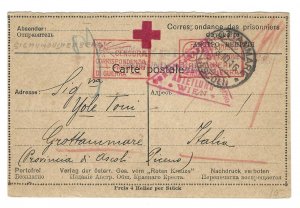 ITALY FRANCE GERMANY 1916 FIRST WORLD WAR PRISONER OF WAR RED CROSS POSTAL CARD