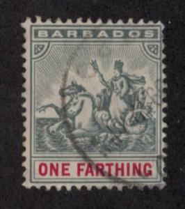 BARBADOS Sc# 90 USED VGF QV Horses Throne Wmk 3