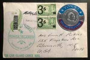 1969 Tonga Toga Island Tun Can Island Canoe Mail Cover To Gloversville Usa Metal