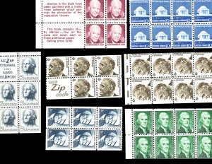 U.S. #213a, 1278a, 1280a, 1204b, 1284c, 1395c MINT BOOKLET PANES NH