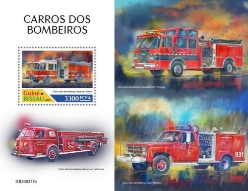 Guinea-Bissau Fire Engines Stamps 2020 MNH Spartan Alexis Trucks 1v S/S 