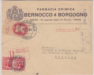 Italy 23.6.1945 FANTASTICA busta mista CORRIERI ALTA ITALIA e Rep. Soc. - DIENA