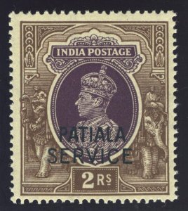 India - Patiala 1944 KGVI Official 2r purple & brown superb MNH. SG O83. Sc O75.