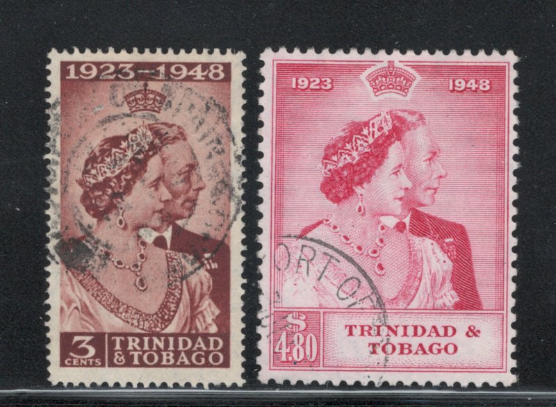 Trinidad and Tobago 1948 Silver Wedding Omnibus Scott # 64 - 65 Used