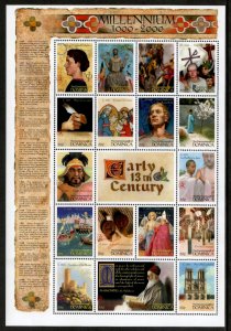 Dominica 1999 - Millennium 13th Century - SHEET OF 17 STAMPS - Scott #2185 - MNH