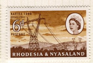 RHODESIA/NYASALAND; 1960 Kariba Dam QEII issue Mint hinged 6d. value