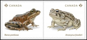 ENDANGERED FROGS = Pair square cut from BK MNH Canada 2024