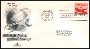 US C41 Airplane Coil Artcraft Typed FDC