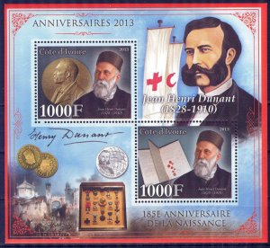 Ivory Coast 2013 Red Cross Medicine Henri Dunant Sheet MNH