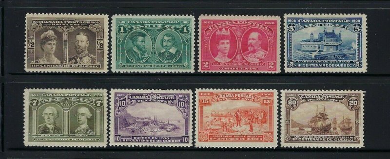 CANADA SCOTT #96-103 1908 QUEBEC TERCENTENARY- MINT HINGED (TWO LOW VALUES NH)