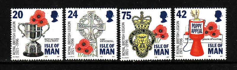 Isle of Man-Sc#706-9-unused NH set-Poppies-Royal British Legion-1996-