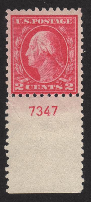 1914 US, 2c stamp, MNH, Plate Number, George Washington, Sc 425