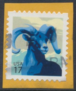 USA Sc# 4138  Used SA on piece Bighorn Sheep 2007 see details / scan