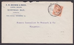 JAMAICA 1919 cover 1½d War Tax ex MONTEGO BAY..............................A1500