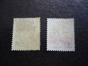 Stamps - Barbados - Scott# 91,93 - Mint Hinged Part Set of 2 Stamps