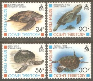 BRITISH INDIAN OCEAN TERR Sc# 181 - 184 MNH FVF Set4 Sea Turtles