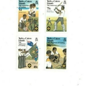 Turks and Caicos -1982 - Boy Scouts 75th Ann. - Set of Four - MNH(Scott#512-15)