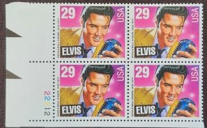 US Scott # 2721; 29c Elvis from 1993; MNH, og; VF/XF; plate block of 4;