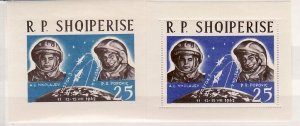 ALBANIA Sc 657 NH PERF & IMPERF SOUVENIR SHEETS OF 1963 - SPACE
