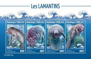 Togo - 2019 Marine Mammal West Indian Manatee - 4 Stamp Sheet - TG190215a