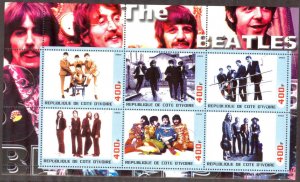 Ivory Coast 2003 Music Rock Band The Beatles (II) Sheet MNH