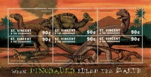 St. Vincent 2001 - SC# 2973 Dinosaurs Ruled the Earth - Sheet of 6 Stamps - MNH