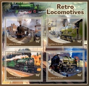 Stamps.Transport. Trains. Locomotives 2022 year 1+1 sheets perf Burundi