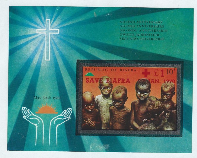 Biafra souvenir sheet overprint save Biafra 9 jan 1970{light crease} mnh  sc 26