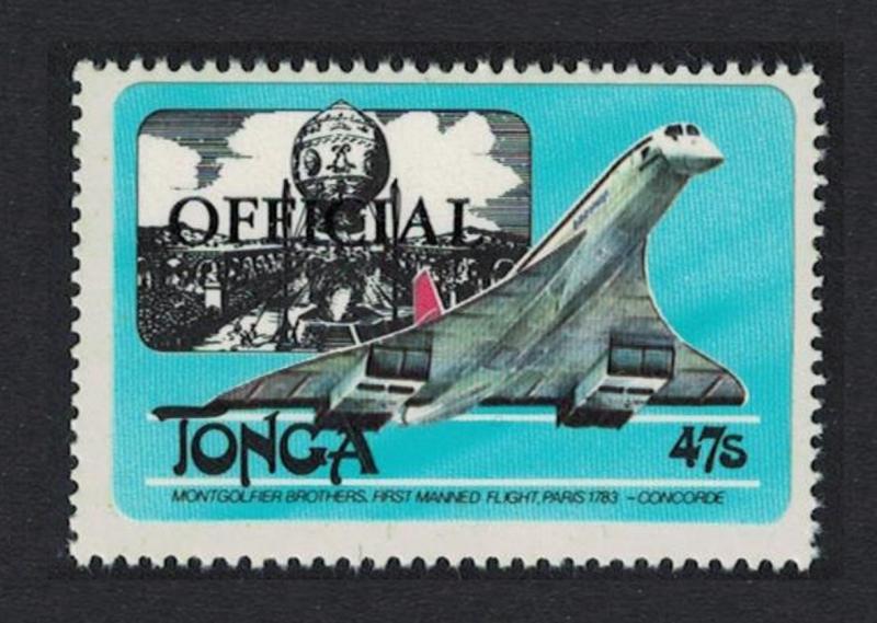 Tonga Concorde Montgolfier 47s Overprint 'OFFICIAL' High Cat value SG#O219