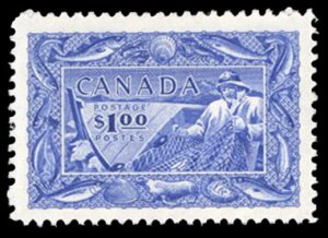 Canada #302 Cat$35, 1951 $1 bright ultramarine, never hinged