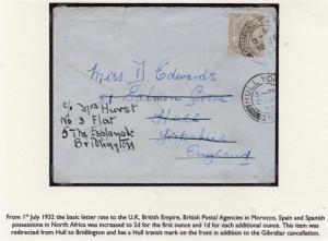 Gibraltar 1932 Letter Cover Issue Fine Used 2d. 295936