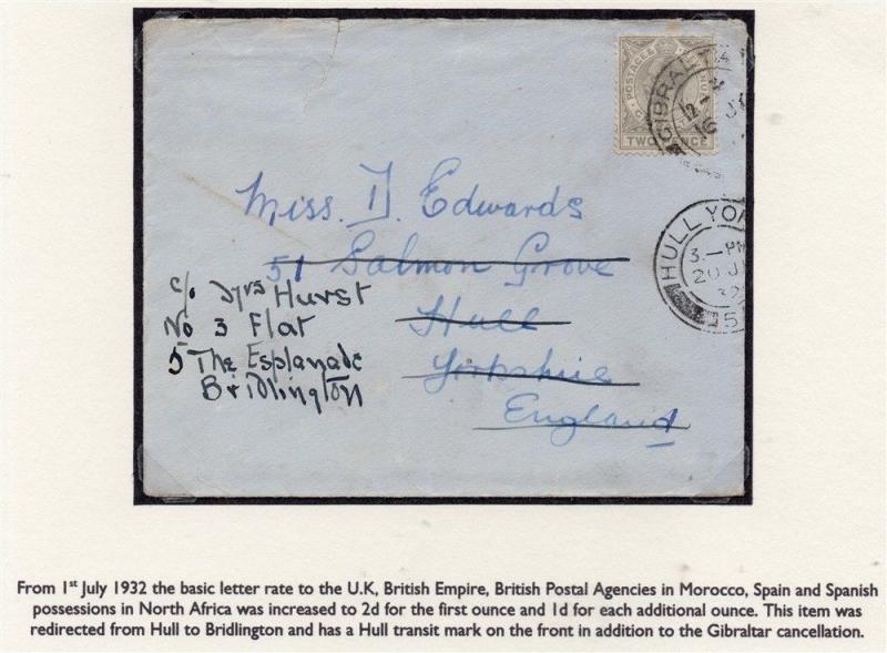 Gibraltar 1932 Letter Cover Issue Fine Used 2d. 295936