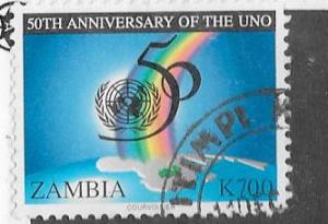 Zambia #649  700k   50th Anniversary of UN  (U)  CV$2.50