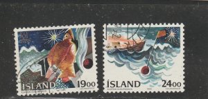 Iceland  Scott#  669-670  Used  (1988 Christmas)