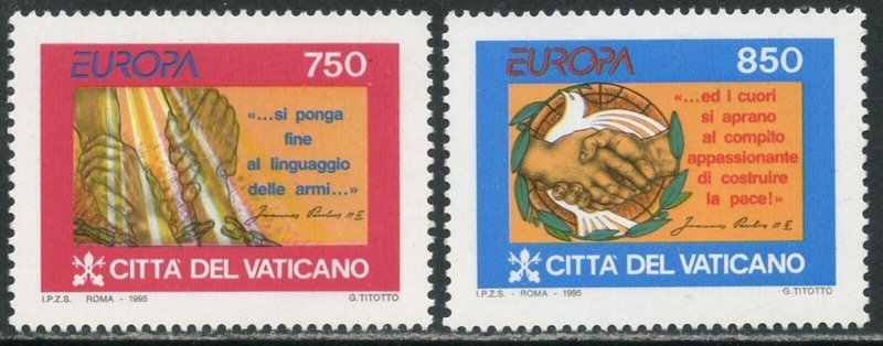 VATICAN Sc#971-972 1995 EUROPA Issue Complete Set OG Mint NH