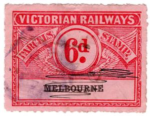 (I.B) Australia - Victoria Railways : Parcel Stamp 6d (Melbourne)