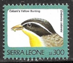 SIERRA LEONE 1992-93 300le Bird Issue No Imprint Sc 1543 MNH