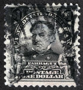 US Sc 311 Black $1.00 1902 VF Black Grid and Oval Cancel