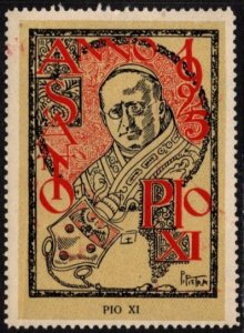 1925 Italy Poster Stamp Holy Year Ordinary Jubilee Commemorative Pope Pius XI