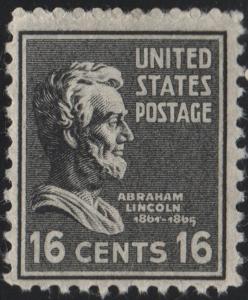 SC#821 16¢ Abraham Lincoln (1938) MNH