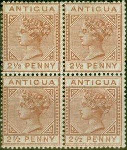 Antigua 1882 2 1/2d Red-Brown SG22 V.F MNH & MM Block of 4 Scarce Block